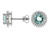 ESTATE 2.53CT DIAMOND & AAA AQUAMARINE 14KT WHITE GOLD ROUND HALO STUD EARRINGS
