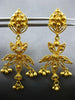 ANTIQUE 22KT YELLOW GOLD HANDCRAFTED FLOWER FILIGREE CHANDELIER HANGING EARRINGS