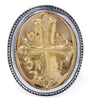 ESTATE LARGE 18KT YELLOW GOLD & 925 SILVER 3D HANDCRAFTED CROSS FUN RING