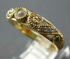 ESTATE .15CT DIAMOND 14KT YELLOW GOLD 3D FILIGREE SOLITAIRE FRIENDSHIP LOVE RING