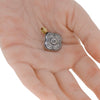 ESTATE AAA BLUE TOPAZ 18KT YELLOW GOLD & 925 SILVER HANDCRAFTED FILIGREE PENDANT