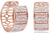 WIDE .20CT DIAMOND & WHITE ENAMEL 14KT ROSE GOLD MULTI LEAF FUN HANGING EARRINGS
