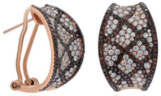 LARGE 1.92CT WHITE & ORANGE DIAMOND 14K ROSE GOLD MULTI ROW CRISS CROSS EARRINGS