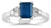 1.15CT DIAMOND & AAA SAPPHIRE 14K WHITE GOLD EMERALD CUT & ROUND ENGAGEMENT RING