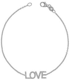 ESTATE .18CT DIAMOND 14KT WHITE GOLD 3D CLASSIC ROUND LOVE BRACELET