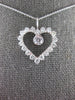 1.38CT DIAMOND 14KT WHITE GOLD SOLITAIRE OPEN HEART LOVE FLOATING PENDANT #27290