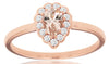 .49CT DIAMOND & AAA MORGANITE 14KT ROSE GOLD PEAR SHAPE & ROUND FRIENDSHIP RING