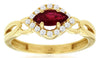 ESTATE .78CT DIAMOND & AAA RUBY 14KT YELLOW GOLD MARQUISE & ROUND LEAF FUN RING