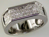 ESTATE WIDE 2.0CT DIAMOND 14KT WHITE GOLD 3D 3 ROW PRINCESS SQUARE MENS RING