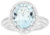 4.37CT DIAMOND & AAA AQUAMARINE 14K WHITE GOLD OVAL & ROUND HALO ENGAGEMENT RING