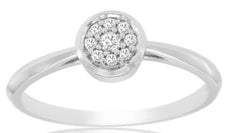 ESTATE .09CT DIAMOND 14KT WHITE GOLD 3D CLUSTER FLOWER BEZEL LOVE RING