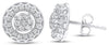 ESTATE .50CT DIAMOND 14KT WHITE GOLD 3D CLASSIC FLOWER SUNBURST STUD EARRINGS