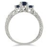 .53CT DIAMOND & AAA SAPPHIRE 14KT WHITE GOLD OVAL & ROUND 3 STONE FILIGREE RING