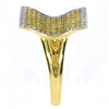 .75CT WHITE & FANCY YELLOW DIAMOND 18KT 2 TONE GOLD 3D PAVE RECTANGULAR FUN RING