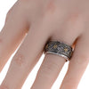 WIDE 18KT YELLOW GOLD & 925 SILVER 3D HANDCRAFTED MULTI FLOWER ANNIVERSARY RING