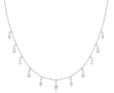 .55CT DIAMOND 14KT WHITE GOLD 3D ROUND & BAGUETTE TEAR DROP BY THE YARD NECKLACE
