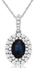 1.39CT DIAMOND & AAA SAPPHIRE 14KT WHITE GOLD ROUND & OVAL DOUBLE HALO PENDANT