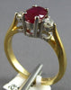 1.02CT DIAMOND & AAA RUBY 14KT 2 TONE GOLD OVAL & ROUND 3 STONE ENGAGEMENT RING