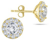 1.0CT DIAMOND 14KT YELLOW GOLD CLASSIC SOLITAIRE HALO MARTINI LOVE STUD EARRINGS