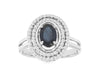 1.33CT DIAMOND & AAA SAPPHIRE 14K WHITE GOLD 3D OVAL DOUBLE HALO ENGAGEMENT RING