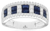 1.98CT DIAMOND & AAA SAPPHIRE 14KT WHITE GOLD 3D EMERALD CUT & ROUND SQUARE RING