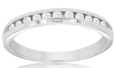.25CT DIAMOND 14KT WHITE GOLD 3D CLASSIC ROUND CHANNEL WEDDING ANNIVERSARY RING