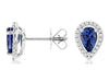 .97CT DIAMOND & AAA TANZANITE 14K WHITE GOLD 3D PEAR SHAPE & ROUND STUD EARRINGS