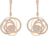 ESTATE .93CT DIAMOND 14K ROSE GOLD 3D MULTI ROW FLOWER FUN LOVE HANGING EARRINGS