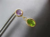 1.8CT AAA PERIDOT & AMETHYST 14KT YELLOW GOLD ROUND & OVAL BEZEL EARRINGS #27407