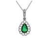 .52CT DIAMOND & AAA EMERALD 14K WHITE GOLD ROUND & PEAR SHAPE SEMI BEZEL PENDANT