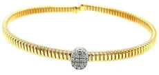 ESTATE .18CT DIAMOND 18KT YELLOW GOLD OVAL PAVE SNAKE FLEXIBLE BANGLE BRACELET