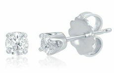 ESTATE 1.0CT DIAMOND 14KT WHITE GOLD 3D CLASSIC ROUND STUD EARRINGS
