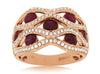 1.86CT DIAMOND & AAA RUBY 14KT ROSE GOLD 3D MULTI ROW ETOILE ANNIVERSARY RING