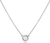 ESTATE .20CT DIAMOND 14KT WHITE GOLD 3D CLASSIC BEZEL SOLITAIRE LOVE NECKLACE