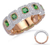 1.50CT DIAMOND & AAA TSAVORITE 14KT WHITE & ROSE GOLD FILIGREE ANNIVERSARY RING