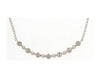 ESTATE .10CT DIAMOND 14KT WHITE GOLD 3D CLASSIC ROUND BEZEL BEADED BAR NECKLACE