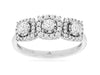 .50CT DIAMOND 14KT WHITE GOLD ROUND TRIPLE FLOWER PAST PRESENT FUTURE LOVE RING