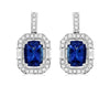2.36CT DIAMOND & AAA TANZANITE 14KT WHITE GOLD 3D OCTAGON HALO HANGING EARRINGS