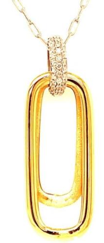 .45CT DIAMOND 18K 2 TONE GOLD MATTE & SHINY DOUBLE RECTANGULAR FLOATING PENDANT