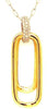 .45CT DIAMOND 18K 2 TONE GOLD MATTE & SHINY DOUBLE RECTANGULAR FLOATING PENDANT