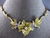 ANTIQUE LARGE .65CT DIAMOND 18KT 2 TONE GOLD HANDCRAFTED FLOWER NECKLACE #28049
