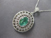 ANTIQUE LARGE 2.10CT DIAMOND & EMERALD 14KT WHITE GOLD 3D OVAL & ROUND PENDANT