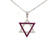 1.0CT DIAMOND & AAA RUBY 18KT WHITE GOLD 3D STAR OF DAVID MAGEN FLOATING PENDANT
