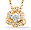 ESTATE .53CT DIAMOND 14K YELLOW GOLD 3D CLASSIC FLOWER BY THE YARD LOVE NECKLACE