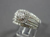 LARGE 1.75CT DIAMOND 14KT WHITE GOLD ROUND SQUARE HALO MULTI ROW ENGAGEMENT RING