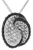 1.85CT WHITE & BLACK DIAMOND 14KT WHITE GOLD 3D SOLITAIRE SWIRL OVAL FUN PENDANT