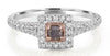 .53CT WHITE & PINK DIAMOND 18KT WHITE & ROSE GOLD 3D SQUARE FRIENDSHIP LOVE RING