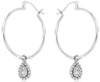 .16CT DIAMOND 14KT WHITE GOLD 3D CLUSTER TEAR DROP CHARM HOOP HANGING EARRINGS