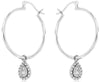 .16CT DIAMOND 14KT WHITE GOLD 3D CLUSTER TEAR DROP CHARM HOOP HANGING EARRINGS