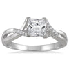 .78CT DIAMOND 14KT WHITE GOLD PRINCESS & ROUND CRISS CROSS LOVE ENGAGEMENT RING
